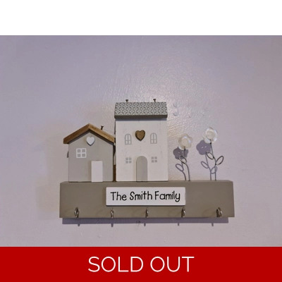 Key Holder Wooden House Scene